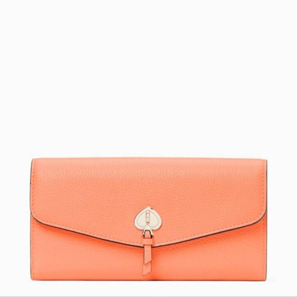 NWT Kate Spade Marti Large Slim Flap Wallet, Melon Orange